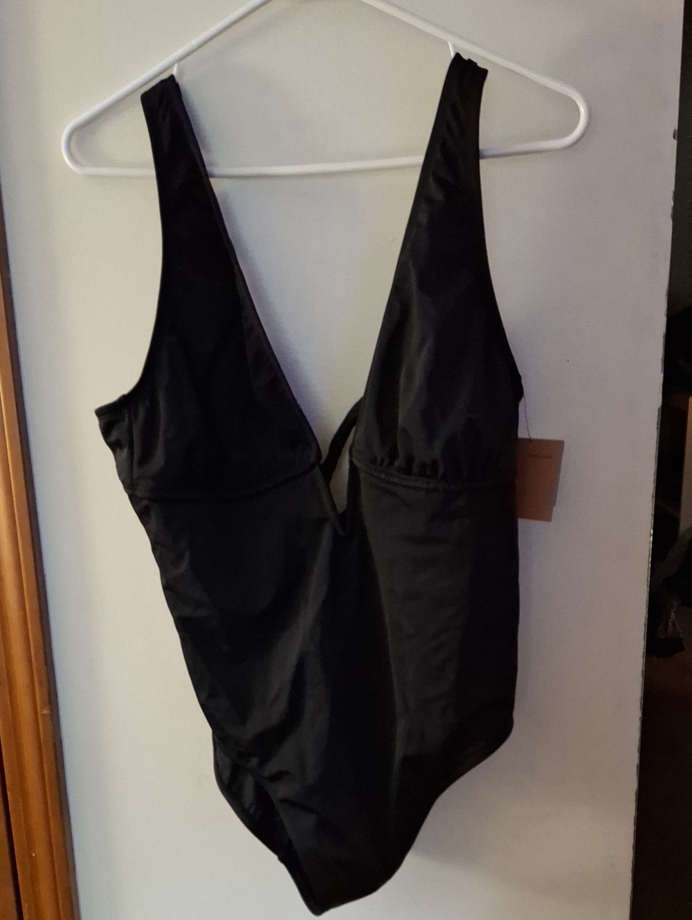 Shade & Shore Black Deep V One-Piece Bodysuit